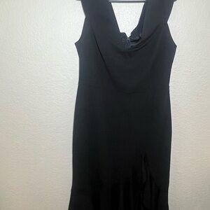 Black Sleeveless Cowl Neck Sheath Dress